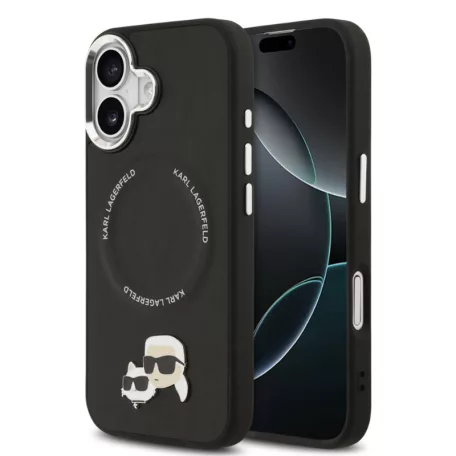 Karl Lagerfeld PU K&CH Heads MagSafe Apple iPhone 17 Air hátlapvédő tok fekete (KLHMP17MPSMLRKCK)