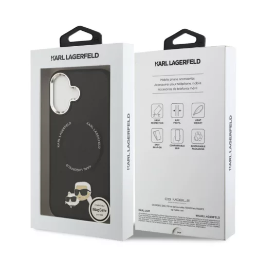 Karl Lagerfeld PU K&CH Heads MagSafe Apple iPhone 17 Air hátlapvédő tok fekete (KLHMP17MPSMLRKCK)
