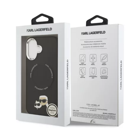 Karl Lagerfeld PU K&CH Heads MagSafe Apple iPhone 17 Pro hátlapvédő tok fekete (KLHMP17LPSMLRKCK)
