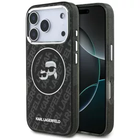   Karl Lagerfeld IML Glitter K&CH Heads Logo Magsafe Apple iPhone 17 Pro hátlapvédő tok fekete (KLHMP17LHMKBKCHOK)