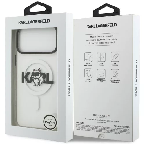 Karl Lagerfeld IML Choupette Sketch Logo MagSafe Apple iPhone 17 Pro hátlapvédő tok átlátszó (KLHMP17LHGCHGKBT)