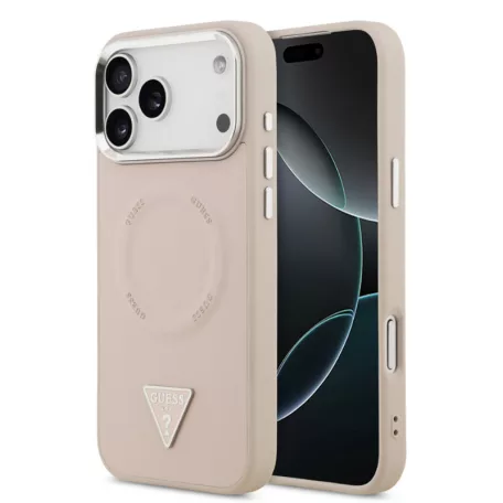 Guess Apple iPhone 17 Pro (6.3) PU Triangle Logo MagSafe hátlapvédő tok pink (GUHMP17LPSDTSCMP)