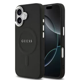   Guess Apple iPhone 17 (6.3) PU Saffiano MagSafe hátlapvédő tok fekete (GUHMP17SPSAREGSK)