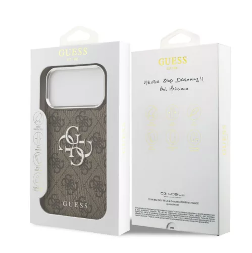 Guess Apple iPhone 17 PU 4G Metal Logo hátlapvédő tok barna (GUHCP17XP4G4SMCW)