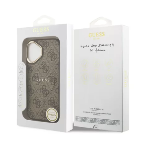 Guess PU Leather Classic Logo MagSafe Apple iPhone 17 Pro (6.3) hátlapvédő tok barna (GUHMP17LP4MSEGCW)