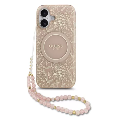 Guess IML FLOWERS MagSafe Apple iPhone 17 (6.3) hátlapvédő tok pink (GUHMP17SHCPOFPP)