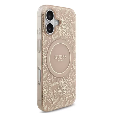 Guess IML FLOWERS MagSafe Apple iPhone 17 (6.3) hátlapvédő tok pink (GUHMP17SHCPOFPP)