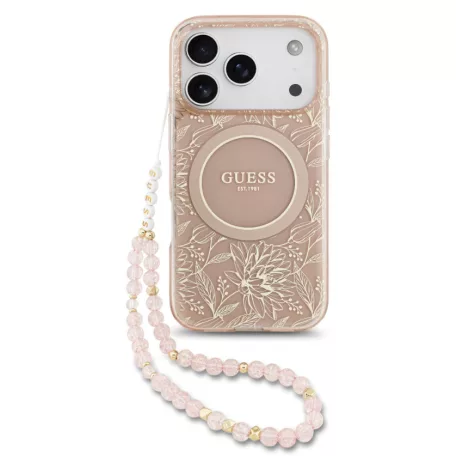 Guess IML FLOWERS MagSafe Apple iPhone 17 Pro (6.3) hátlapvédő tok pink (GUHMP17LHCPOFPP)