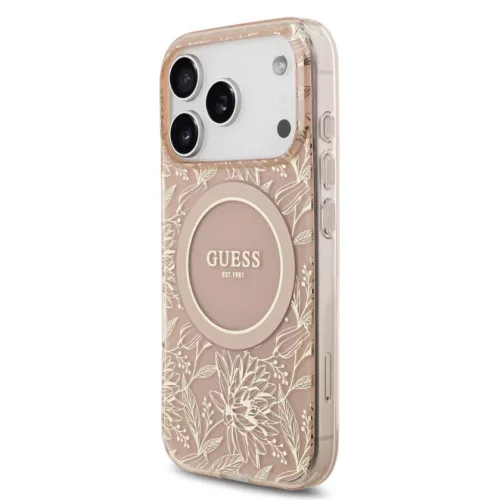 Guess IML FLOWERS MagSafe Apple iPhone 17 Pro (6.3) hátlapvédő tok pink (GUHMP17LHCPOFPP)