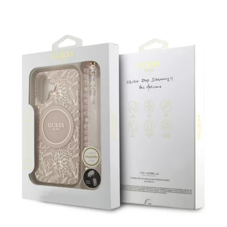 Guess IML FLOWERS MagSafe Apple iPhone 17 Pro (6.3) hátlapvédő tok pink (GUHMP17LHCPOFPP)