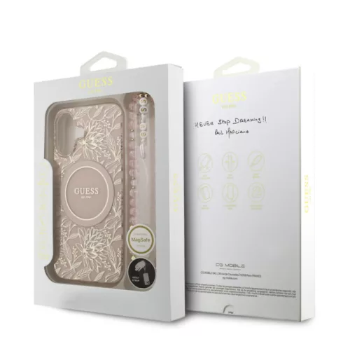 Guess IML FLOWERS MagSafe Apple iPhone 17 Pro (6.3) hátlapvédő tok pink (GUHMP17LHCPOFPP)