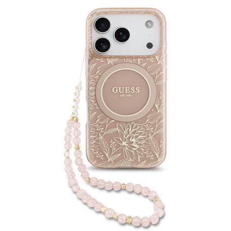 Guess IML FLOWERS MagSafe Apple iPhone 17 Pro Max (6.9) hátlapvédő tok pink (GUHMP17XHCPOFPP)