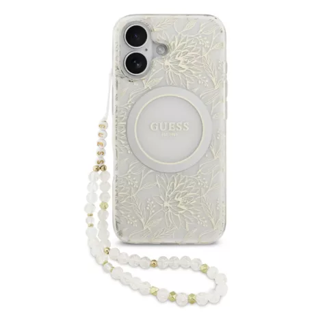 Guess IML FLOWERS MagSafe Apple iPhone 17 (6.3) hátlapvédő tok fehér (GUHMP17SHCPOFPH)