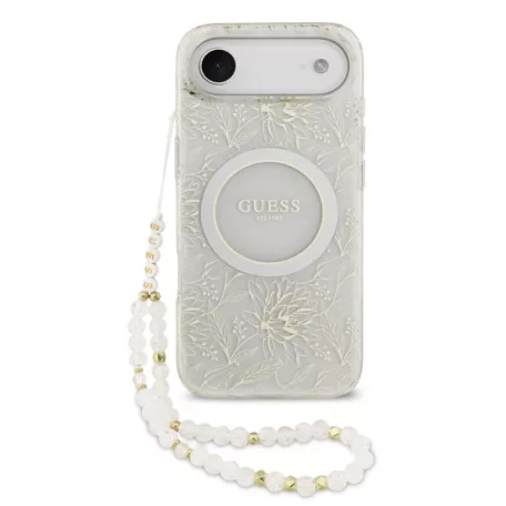 Guess IML FLOWERS MagSafe Apple iPhone 17 Pro (6.3) hátlapvédő tok fehér (GUHMP17LHCPOFPH)