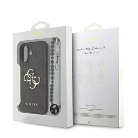 Guess PU Leather 4G Logo Strap Apple iPhone 17 Air (6.6) hátlapvédő tok fekete (GUHCP17MP4GMGSK)