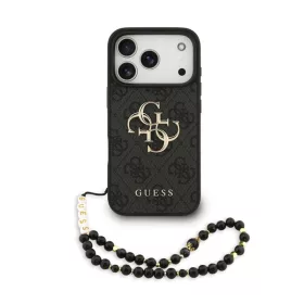   Guess PU Leather 4G Logo Strap Apple iPhone 17 Pro (6.3) hátlapvédő tok fekete (GUHCP17LP4GMGSK)