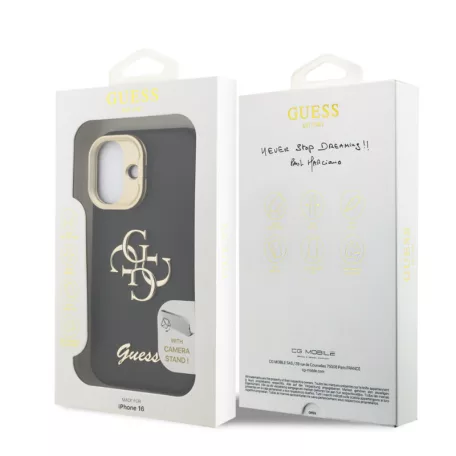Guess PU Grained 4G Stand Apple iPhone 17 Pro (6.3) hátlapvédő tok fekete (GUHCP17LPCS4GSK)