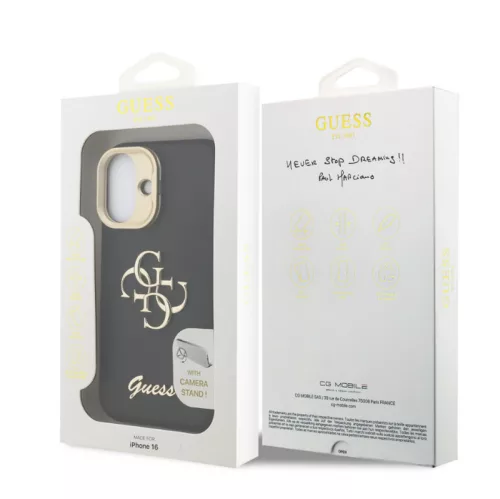 Guess PU Grained 4G Stand Apple iPhone 17 Pro (6.3) hátlapvédő tok fekete (GUHCP17LPCS4GSK)
