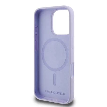 Karl Lagerfeld Liquid Silicone Karl and Choupette Apple iPhone 17 Pro (6.3) MagSafe hátlapvédő tok lila (KLHMP17LSCMKCRHU)