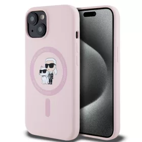   Karl Lagerfeld Liquid Silicone Karl and Choupette Apple iPhone 17 (6.3) MagSafe hátlapvédő tok pink (KLHMP17SSCMKCRHP)