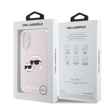 Karl Lagerfeld Liquid Silicone Double Heads Apple iPhone 17 (6.3) MagSafe hátlapvédő tok pink (KLHMP17SSKCHPPLP)