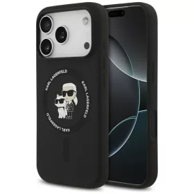   Karl Lagerfeld Liquid Silicone Karl and Choupette Apple iPhone 17 Pro Max MagSafe hátlapvédő tok fekete (KLHMP17XSCMKCRHK)