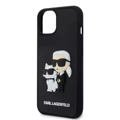   Karl Lagerfeld 3D Rubber Karl and Choupette Apple iPhone 17 (6.3) hátlapvédő tok fekete (KLHCP17S3DRKCNK)