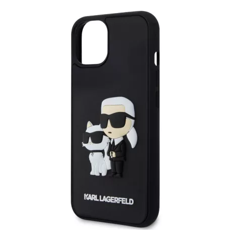 Karl Lagerfeld 3D Rubber Karl and Choupette Apple iPhone 17 (6.3) hátlapvédő tok fekete (KLHCP17S3DRKCNK)