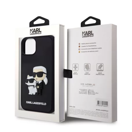 Karl Lagerfeld 3D Rubber Karl and Choupette Apple iPhone 17 (6.3) hátlapvédő tok fekete (KLHCP17S3DRKCNK)