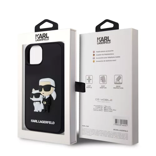 Karl Lagerfeld 3D Rubber Karl and Choupette Apple iPhone 17 Pro (6.3) hátlapvédő tok fekete (KLHCP17L3DRKCNK)