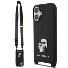 Karl Lagerfeld Crossbody Popruh Metal Karl and Choupette Apple iPhone 17 (6.3) hátlapvédő tok fekete (KLHCP17SSAKCPBK)
