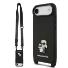 Karl Lagerfeld Crossbody Popruh Metal Karl and Choupette Apple iPhone 17 Air (6.6) hátlapvédő tok fekete (KLHCP17MSAKCPBK)