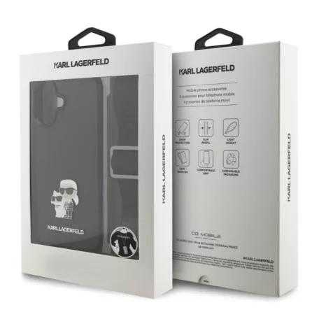 Karl Lagerfeld Crossbody Popruh Metal Karl and Choupette Apple iPhone 17 Pro Max (6.9) hátlapvédő tok fekete (KLHCP17XSAKCPBK)