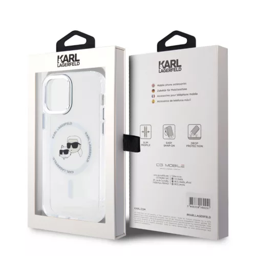 Karl Lagerfeld IML K&CH Heads Metal Frame MagSafe Apple iPhone 17 Air (6.6) hátlapvédő tok átlátszó (KLHMP17MHLSKCH)