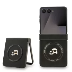   Karl Lagerfeld PU K&CH Heads MagSafe Samsung F766B Galaxy Z Flip 7 hátlapvédő tok fekete (KLHMZF7PSMLRKCK)