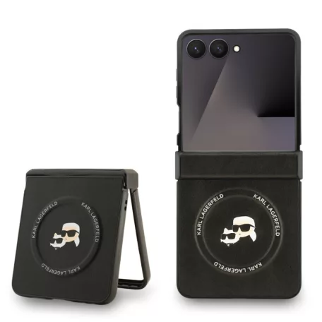 Karl Lagerfeld PU K&CH Heads MagSafe Samsung F766B Galaxy Z Flip 7 hátlapvédő tok fekete (KLHMZF7PSMLRKCK)