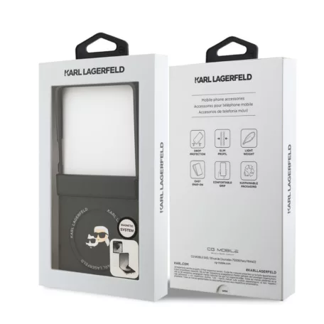 Karl Lagerfeld PU K&CH Heads MagSafe Samsung F766B Galaxy Z Flip 7 hátlapvédő tok fekete (KLHMZF7PSMLRKCK)