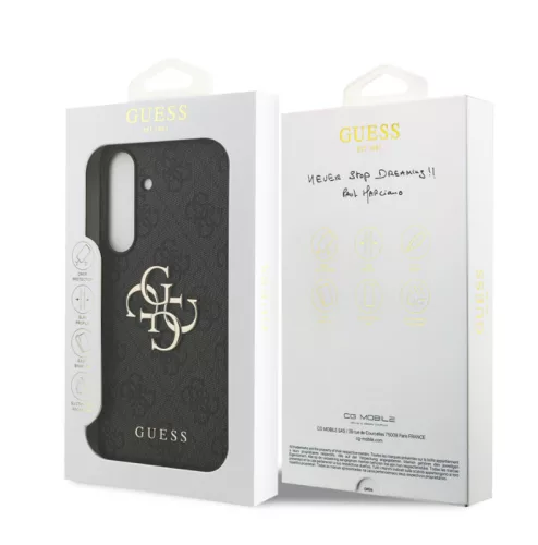 Guess PU 4G Metal Logo Samsung S731B Galaxy S25 FE hátlapvédő tok szürke (GUHCS25FE4GMGGR)