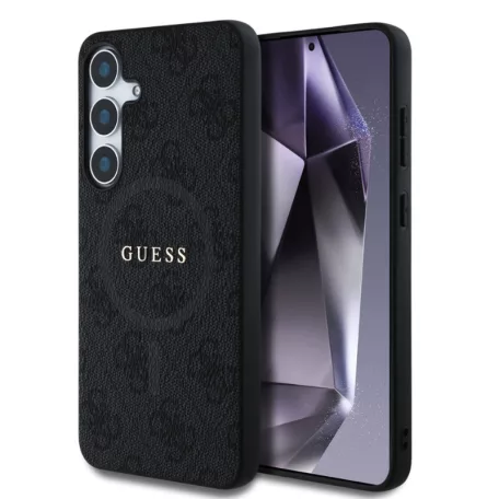 Guess PU Leather Colored Ring MagSafe Samsung S731B Galaxy S25 FE hátlapvédő tok fekete (GUHMS25FEG4GFRK)