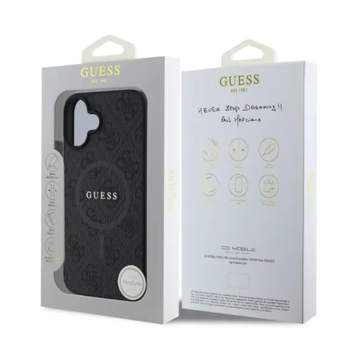 Guess PU Leather Colored Ring MagSafe Samsung S731B Galaxy S25 FE hátlapvédő tok fekete (GUHMS25FEG4GFRK)