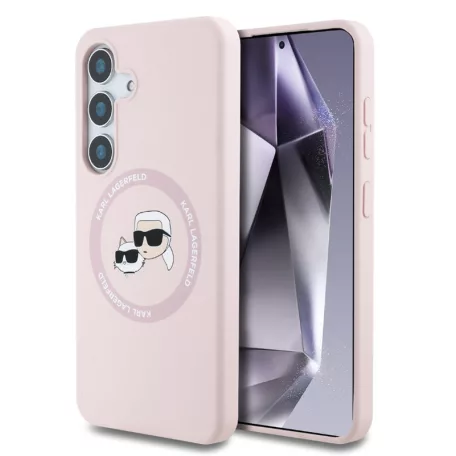 Karl Lagerfeld Liquid Silicone K&CH Heads Samsung S731B Galaxy S25 FE MagSafe hátlapvédő tok pink (KLHMS25SSKCHTCP)