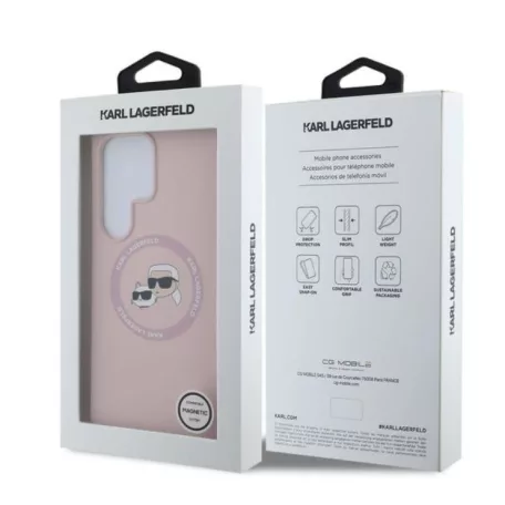 Karl Lagerfeld Liquid Silicone K&CH Heads Samsung S731B Galaxy S25 FE MagSafe hátlapvédő tok pink (KLHMS25SSKCHTCP)