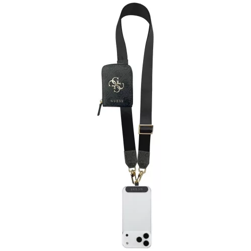 Guess 4G Metal Logo univerzális Crossbody vállpánt és kiegészítő pénztárca, fekete (GUUCNKP4DGMK)