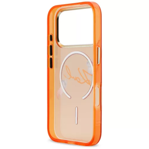 Karl Lagerfeld IML Choupette Sketch Logo MagSafe Apple iPhone 17 Pro hátlapvédő tok narancssárga (KLHMP17L5HKSCAO)