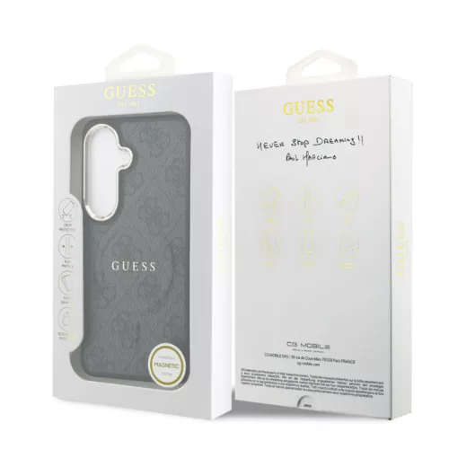 Guess PU Leather Gold Frame MagSafe Samsung S947 Galaxy S26 Plus hátlapvédő tok fekete (GUHMS26MP4MSEGCK)