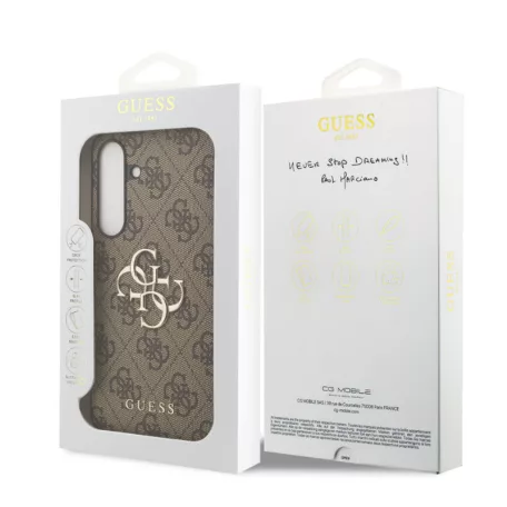 Guess PU 4G Metal Logo Samsung S948 Galaxy S26 Ultra hátlapvédő tok barna (GUHCS26L4GMGBR)