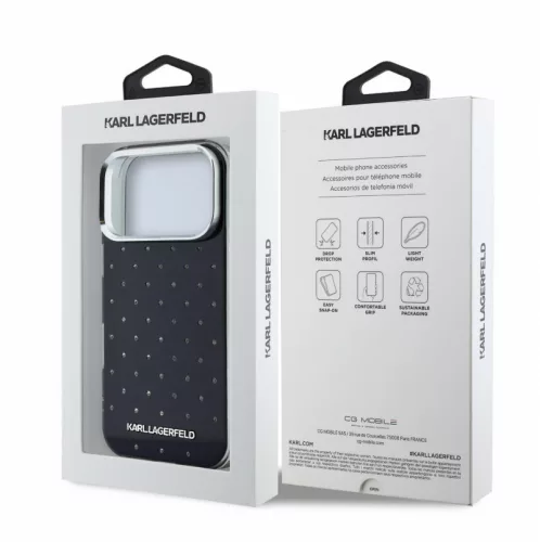 Karl Lagerfeld IML Rhinestones Allover Apple iPhone 18 Pro MagSafe hátlapvédő tok fekete (KLHCP18L6HCRDKLK)
