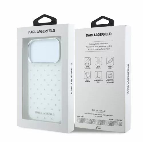Karl Lagerfeld IML Rhinestones Allover Apple iPhone 18 Pro Max MagSafe hátlapvédő tok fehér (KLHCP18X6HCRDKLH)