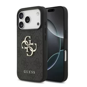   Guess Apple iPhone 18 Pro PU 4G Metal Logo hátlapvédő tok fekete (GUHCP18L4GMGGR)