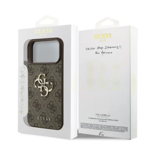 Guess Apple iPhone 18 Pro Max PU 4G Metal Logo hátlapvédő tok barna (GUHCP18X4GMGBR)
